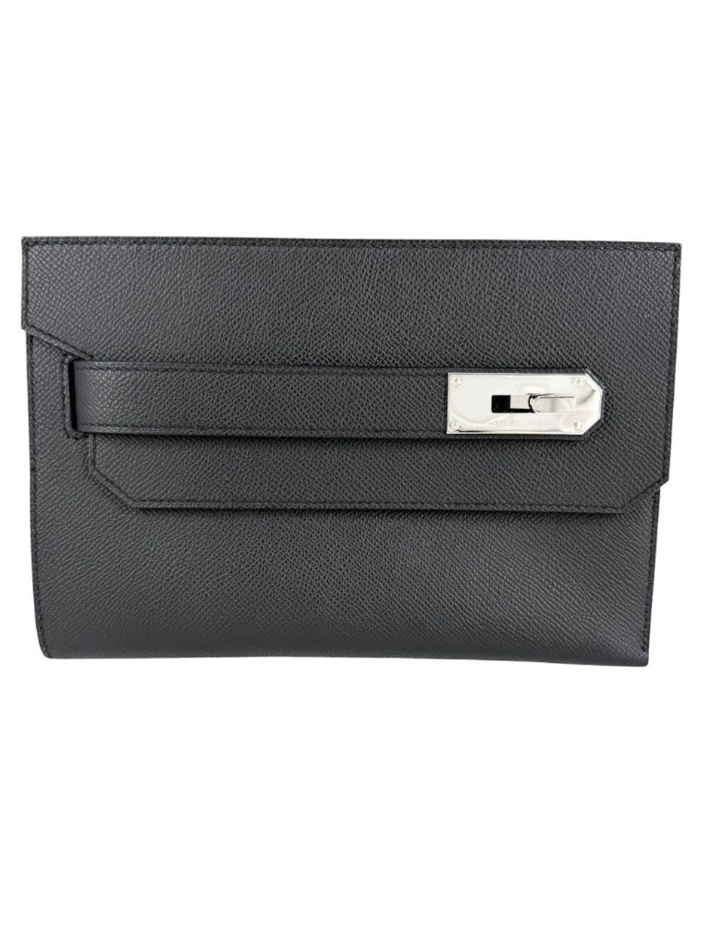 Hermes Pouch Academy Clutch Veau Epsom Black Silver